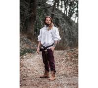 Mittelalter-Schnürhemd mit Ösen und Ärmelschnürung Weiß "Adrian" S