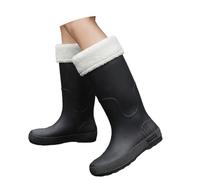 Mittelalter Schuhe Damen Schwarz Modische Plateau-Regenstiefel, Slipper, Winterisolierte High-top-Schuhe Für Nasses Wetter Schwarze Hohe Schuhe Damen Absatz Zehentrenner Damenschuhe（Black, 40