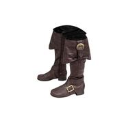 Mittelalter Schuhe Herren Wikinger Stiefel mit Gürtelschnalle Mid Tube | Runde Cowboystiefel Rutschfest Ritter Stiefel Weich Bequem Lederstiefel Mittelalter Schnür Punk Stiefel Cosplay Halloween