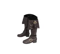 Mittelalter Schuhe Herren Wikinger Stiefel mit Gürtelschnalle Mid Tube | Runde Cowboystiefel Rutschfest Ritter Stiefel Weich Bequem Lederstiefel Mittelalter Schnür Punk Stiefel Cosplay Halloween