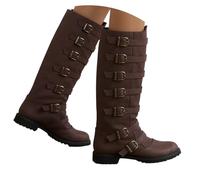 Mittelalter Stiefel Herren Ritter Kostüm Cowboystiefel Westernstiefel Piratenkostüm Herren Gummistiefel Viking Kniehohe Stiefel Retro PU Leder Piratenstiefel
