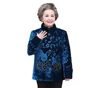 Mittelalter und Alte Menschen Winterjacke Samt Baumwollmantel Oma Dicker Mutter Übergröße Mantel, blau, 48