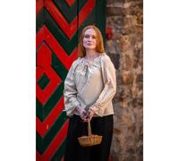 Mittelalterbluse mit Spitze Hanffarben "Bettina" XS
