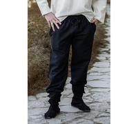 Leonardo Carbone® Hose Arvo - Herren Hosen, Leichte Sommerhose Herren, Festival Outfit, Wikinger Kostüm, Mittelalter Kleidung, LARP, Cosplay, Freizeithose Lang - 100% Baumwolle Schwarz 3XL
