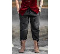 Leonardo Carbone® Hose Jören - Herren Hosen, Leichte Sommerhose Herren, Festival Outfit Herren, Wikinger, Mittelalter Kleidung, LARP, Cosplay, Freizeithose Lang - 100% Baumwolle Schwarz 2XL