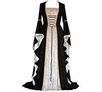 Mittelalterkleider Damen Gothic Kleid Frauen Trompetenärmel Renaissance Party Maxikleid Kleidung Karneval Halloween Kleider Vintage Viktorianisches Mittelalterliche Kostüm Kostüme