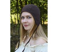 Mittelalterliche Bundhaube mit Bändel Natur, Braun, Rot oder Schwarz