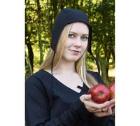 Mittelalterliche Bundhaube mit Bändel Schwarz