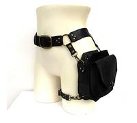 Mittelalterliche Damen Vintage Gürteltasche, PU-Leder Steampunk Gürteltasche Beintasche Verstellbare Retro Gürteltasche mit Nietknöpfen Outdoor Sport Beintasche,Grün, Lapp Mittelalterlicher Stil