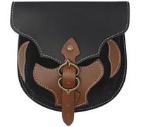 Mittelalterliche Gürteltasche Iberia aus Leder mit Applikation, Schwarz-Braun - Outlet