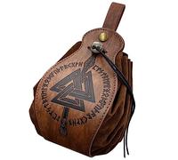 Mittelalterliche Gürteltasche, Wikinger Kunstleder Münztasche Braun Tragbare Drawstring Würfeltasche Renaissance LARP Gürteltasche für Bogenschießen Cospaly
