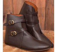 Mittelalterliche Knöchelstiefel aus Leder mit zwei Schnallen