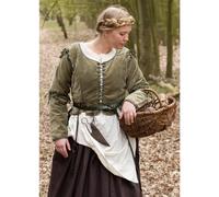 Mittelalterliche Miederjacke Griselda aus Samt, grün