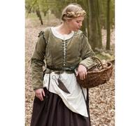 Mittelalterliche Miederjacke Griselda aus Samt, grün, Gr. M