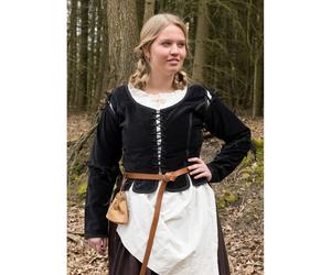 Mittelalterliche Miederjacke Griselda aus Samt, schwarz, Gr. S