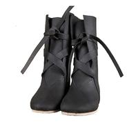 Mittelalterliche PU Leder Ritter Stiefel Renaissance Mittelalter Cosplay Stiefel Herren Frauen Vintage Stiefel Flat Bottom Schnürschuhe,Schwarz,46