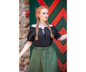 Mittelalterliche Sommerbluse "Otilia" in Schwarz XS