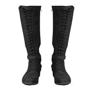 Mittelalterliche Stiefel - Herren Frauen Vintage Stiefel - Knielänge Schnürsenkel UP Schuhe - Renaissance Mittelalter Cosplay Stiefel Mid-Calf Stiefel,Schwarz,44