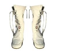 Mittelalterliche Stiefel Retro Leder Kurze Schaft Stiefel Steampunk Leder Schnürsenkel PU Schuhe Renaissance Mittelalter Cosplay Halloween Stiefel,Weiß,37