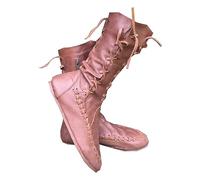 Mittelalterliche Stiefel Retro Leder Kurze Schaft Stiefel Steampunk Leder Schnürsenkel PU Schuhe Renaissance Mittelalter Cosplay Halloween Stiefel,Braun,37