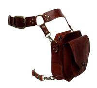 Mittelalterlicher Hüftgurt, Beintasche, Steampunk-Tasche, Oberschenkel, Leder, Motorradgürtel, Drop Bein, Farbunterschiede, braun, Mass Beauty