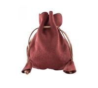 Battle-Merchant Lederbeutel Geldkatze Geldbeutel aus Wildleder | Wikinger Mittelalter LARP (Rot)