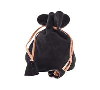 Battle-Merchant Lederbeutel Geldkatze Geldbeutel aus Wildleder | Wikinger Mittelalter LARP (Schwarz)