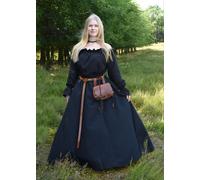 Battle-Merchant Mittelalterlicher Rock Damen Baumwolle | bodenlang und weit ausgestellt in div Farben S-XXL | Mittelalter LARP Kleidung Magd Wikinger (Schwarz, XXL)
