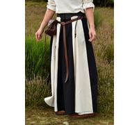 Battle-Merchant Mittelalterlicher Rock Damen Baumwolle | bodenlang und weit ausgestellt in div Farben S-XXL | Mittelalter LARP Kleidung Magd Wikinger (Schwarz/Natur, XXL)