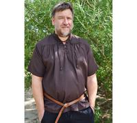 Mittelalterliches Hemd Braun, kurzarm, Gr. S