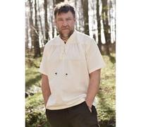 Battle-Merchant | Mittelalterliches Kurzarm-Hemd für Herren | Wikingerhemd für Männer | Spätmittelalterliche Gewandung |Mittelalter, LARP, Wikinger, Pirat (L, Natur)