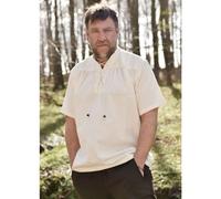 Battle-Merchant | Mittelalterliches Kurzarm-Hemd für Herren | Wikingerhemd für Männer | Spätmittelalterliche Gewandung |Mittelalter, LARP, Wikinger, Pirat (XXL, Natur)