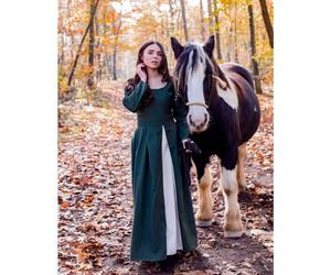 Mittelalterliches Kleid Grün/Natur "Larina" XXL