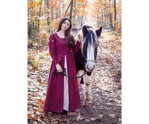 Mittelalterliches Kleid Rot/Natur "Larina" XL