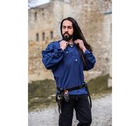 Mittelalterliches Ösen-Schnürhemd mit Ärmelschnürung Blau "Adrian"...