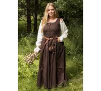 Mittelalterliches Trägerkleid / Überkleid braun "Lene", Gr. XL
