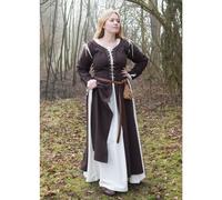 Mittelalterliches Überkleid Marit mit Schnürungen, braun, Gr. XXL