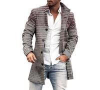 Mittellanger Punk Rock Hip Hop Trenchcoat Herren Warme Winterjacken Slim Fit Business Casual Peacoat Cardigan Overcoat Mit Knöpfen Klassischer Windbreaker Slim Fit Stoffjacke Stehkragen Erbsenjacke,