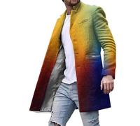 Mittellanger Punk Rock Hip Hop Trenchcoat Herren Warme Winterjacken Slim Fit Business Casual Peacoat Cardigan Overcoat Mit Knöpfen Klassischer Windbreaker Slim Fit Stoffjacke Stehkragen Erbsenjacke,