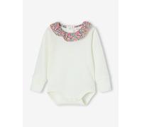 Mitwachsender Baby Body mit Liberty-Kragen ENVIE DE FRAISE Bio-Baumwolle personalisierbar wollweiß Gr. 62