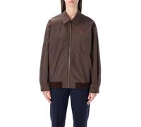 Miu Miu - Panama Cotton Blouson Jacket With Leather-Trimmed - Größe 36 - grau