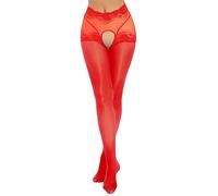 Miutii Damen Strumpfhose mit Offenem Schritt Transparent Ouvert Hose Leggings Elastische Pantyhose Feinstrumpfhosen Stockings Pants