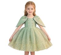 Miutii Mädchen Vintage Retro Blumenmädchenkleider Kurzärmellig Kinderkinder Glitzer Bekleidung Kleidung Skaterkleid Festkleid Ball Grün 104-110