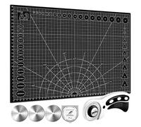 Miuzei Schneidematte A3 Rollschneider Set selbstheilend Ersatzklingen | 3mm PVC bastelunterlage, 60x45cm, schnittfest, rutschfest, 45mm Klinge, für Stoff, Leder, Papier, Nähen, Quilten, schwarz