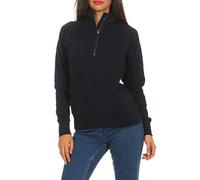 Mivaro Damen Sweat Troyer Dunkelblau in Größe XXL - Pullover mit Zipper und Kragen - innen mit flauschigem Fleecefutter - Damenpulli für Herbst, Frühling oder kühlere Sommernächte