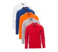 Mivaro Herren Polohemd Langarm Poloshirt 5er Pack Set in XL Weiß/Blau/Orange/Grau meliert/Rot Baumwolle Regular Fit Kragen mit Knopfleiste pflegeleicht Übergröße vielseitig für Alltag Büro Freizeit