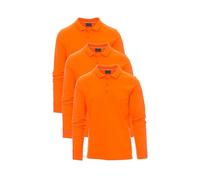 Mivaro Herren Poloshirt Langarm 3er Pack Orange Größe S - Baumwolle 210g/m² Regular Fit - Polohemd mit Kragen und Knopfleiste - Arbeitskleidung Handwerk BAU Freizeit Poloshirts Set große Größen