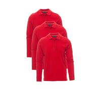Mivaro Herren Poloshirt Langarm 3er Pack Rot Größe XL - Baumwolle 210g/m² - Regular Fit Polohemd für Freizeit Alltag und Beruf - Poloshirts mit Knopfleiste Kragen Set große Größen Herren S bis 5XL