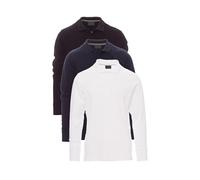 Mivaro Herren Poloshirt Langarm 3er Pack Schwarz/Weiß/Dunkelblau Größe XL - Baumwolle 210g/m² - Regular Fit Polohemd mit Knopfleiste - Business Freizeit Arbeitskleidung Poloshirts Herren Set