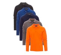 Mivaro Herren Poloshirt Langarm Polohemd 5er Pack Set Schwarz/Blau/Dunkelblau/Anthrazit/Orange Größe XL - 100% Baumwolle Regular Fit Kragen mit Knopfleiste atmungsaktiv pflegeleicht Büro Übergrößen
